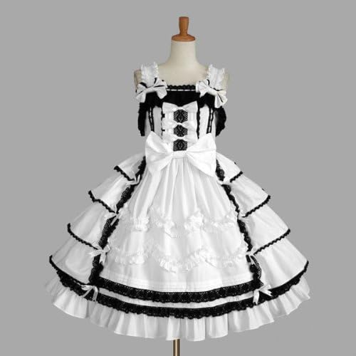 New X-Small Size Black And White Sleeveless Japanese Cosplay Maid Gothic Lolita Costume Skirts