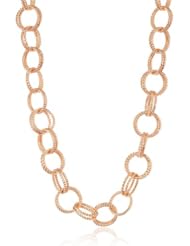 Betsey Johnson "Classic Boost" Rose Gold Circle Link Long Necklace, 36"