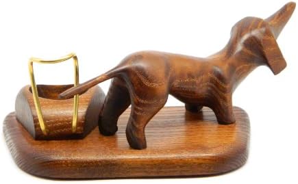 Tobacco Pipe Stand Rack Hold Display "Dachshund dog" Hand carved Sculpture, Solid wood, Great pipe smoker Gift