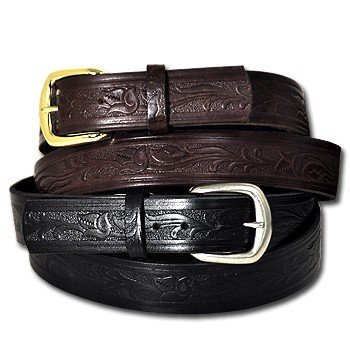 Tooled Leather Western Belt - MADE IN USA