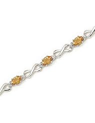 14kt Yellow Gold Oval Citrine and Diamond Bracelet