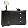 Prepac Sonoma Black Condo Sized 6 Drawer Double Dresser