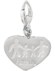 Sterling Silver HEART WITH FAMILY (DAD DAUGHTER SON & MOM) Charm