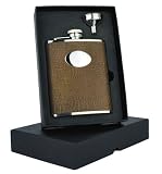 Personalised 6oz Brown Croc Leather Hip Flask Engraved Free