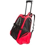 PETTOM Roll Around 4-in-1 Pet Carrier Travel Backpack trolley for Dogs and Cats Easy Walk Travel Tote Airline Approved Red
