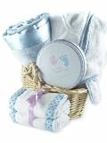 The Sweet Baby Gift Basket - Regular or Deluxe (Deluxe, Baby Boy - Blue)
