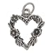Sterling Silver Charm Pendant Victorian Flowery Open Heart 16mm