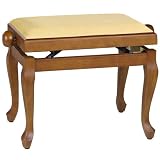 Produkt-Bild: Klavierbank CHIPPENDALE KIRSCHE - matt mit Feincord goldgelb #