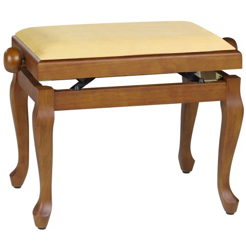 Produkt-Bild: Klavierbank CHIPPENDALE KIRSCHE - matt mit Feincord goldgelb #