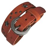 Beautiful Double Wrap Leather Bracelet, Copper-Tan Color, Star Stud Accents, Fits 5 to 7 Inches
