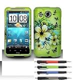 Light Apple Green Butterfly Flower Design Rubberized Feel Snap-On Protector ....