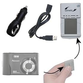 Portable External Battery Charging Kit for the Norcent DCS-1050 - Includes Wall; Car and USB Charging Options