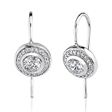 Best Price Ultra Chic: Sterling Silver Medallion Style French-wire Earrings with Bezel Set CZ Diamonds