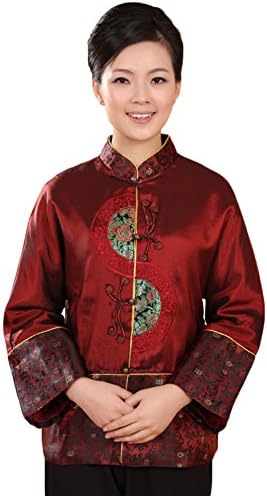 BoutiqueOrient Chinese Traditional Style Long Sleeve Tang Jacket, M, Red