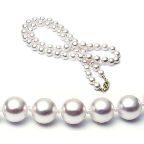 AugustinaJewelry AAA Quality 18 Inch Round 6.5-7mm White Akoya SaltWater Cultured Pearl Necklace