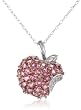 10k White & Rose Gold Pink Tourmaline Apple Pendant with Diamond-Accent