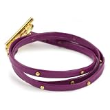gorjana Graham Gold-Tone Fuchsia Leather Studd