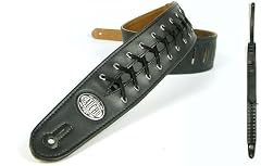Black 'Lace Series' Faux Leather Guitar Strap for Electric/Acoustic/Bass Guitar