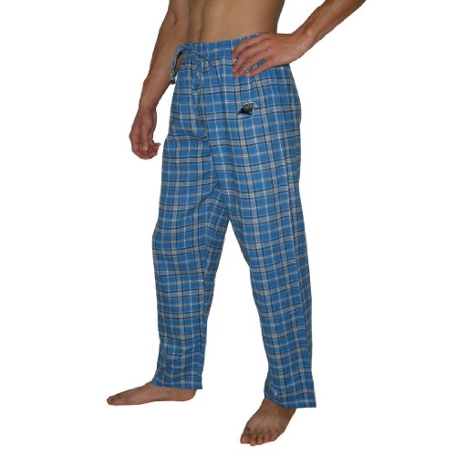 Mens NFL Carolina Panthers Plaid Cotton Thermal Sleepwear / Pajama Pants - Sky Blue (Size: M)