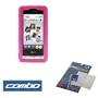 Hot Pink Flexible Soft Silicone Skin Case + Clear Reusable LCD Screen Protector for Verizon LG Dare VX9700 VX-9700 Cell Phone