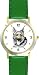German Shepherd - Adult (SC) Dog - WATCHBUDDY CLASSIC DELUXE TWO-TONE THEME WATCH - Arabic Numbers-Green Leather Strap-Children's Size-Small ( Boy's Size & Girl's Size )