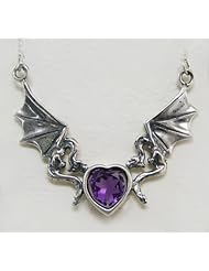 Sterling Silver Dragon Heart Necklace Accented with a Genuine Amethyst ...Made in America