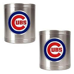 Chicago Cubs MLB 2pc Stainless Steel Can Holder Set- Primary Logo by Great American Products
