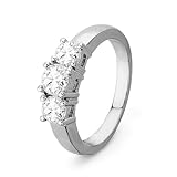 10KT White Gold Round Diamond Three Stone Ring (1/2 cttw)