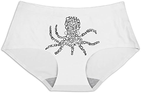 PCY Low-Waist Ice Silky Word Crafter Devilfish Hipster Boyshort Briefs For Women Size M White