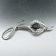 Silver Lily Black Crystal Brooches