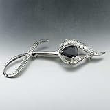 Silver Lily Black Crystal Brooches