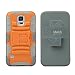 ULAK Galaxy S5 Case, Slim Shockproof Dual Layer Protective Case with Swivel Belt Clip Holster & Built-in Kickstand for Samsung Galaxy S5 2014 Release-Orange+Gray