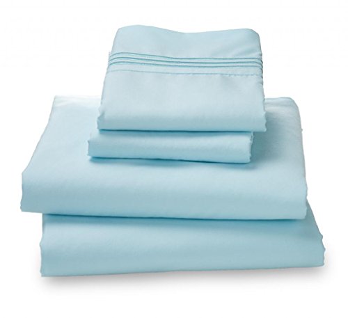 Where the Polka Dots Roam 100% Ultra Soft Microfiber Easy Care Luxury Sheet Set, Queen, Light Blue