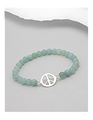 Peace Symbol Stretch Bracelet In 92.5 Sterling Silver
