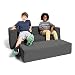 Jaxx Zipline Kids Sofa & Large Ottoman, 3 in 1 Fold Out Sofa, Big Kids Edition, Charcoal