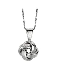 BRI Jewelry Sterling Silver 13mm Love Knot Pendant W/ 18 Inch Box Chain