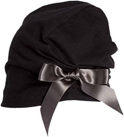 SUPERYELLOW Women's Beanie in Cotton with Bow, Black, One Size
