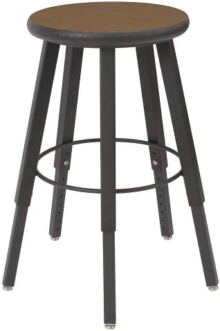 Wisconsin Bench Five-Leg Stool With Laminate Seat - 18" To 28" Seat Height - Oak