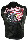 Ladies Black Lady Biker Embroidered Leather Vest