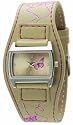 Spirit Girls Cream Butterfly Print Leather Analogue Watch With Matching Purse and Pendant