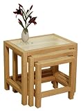 Kitchen & Housewares : ASPEN FROST - Solid Wood & Glass Nest of Three Tables