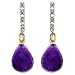 14k Yellow Gold Amethyst and Diamond Drop Earring
