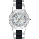 AK Anne Klein Women's Silver-Tone Diamond Accented Watch #10-8167BKSV