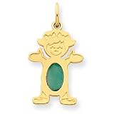 14K Girl 6x4 Oval Genuine Emerald-May