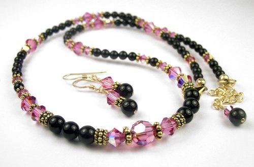 2 Piece .Set: October Black Pearls