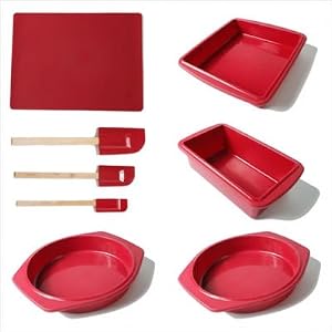 8 Piece Burgundy Bakeware Spatula Set by 