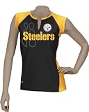 Pittsburgh Steelers Womens Black Two-Toned Split Neck T-Shirt