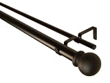 BCL Drapery Hardware, Classic Ball Double Curtain Rod, Black Finish, 86-inch to 120-inch