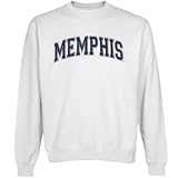 NCAA Memphis Tigers White Arch Applique Crew Neck Fleece Sweatshirt