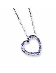 Sterling Silver Purple CZ Heart Slide on 18 Chain Necklace